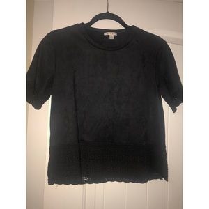 Suede black top/lace edges